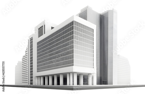 Modern skyscaper building isolated, cutout transparent urban highrise cityscape and office firm background for architecture visual concept design assets, Ai generated infrastructure block