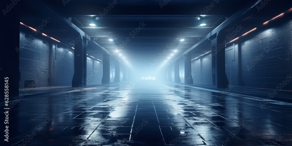 Enchanting  Wonderland: Illuminated Corridor with Dazzling Lights and Magical Reflections, Generative AI