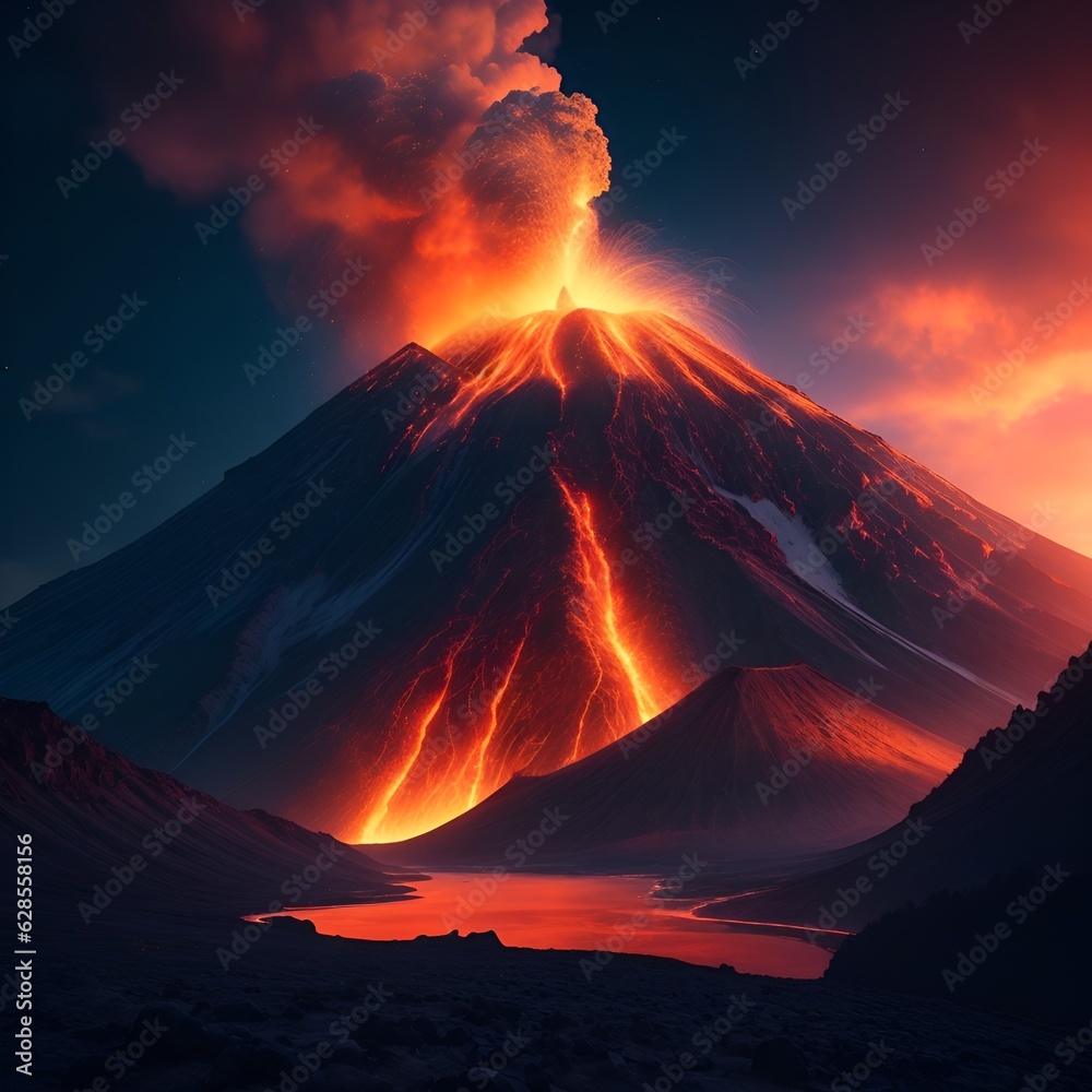 Mountains of Fire: Mesmerizing Volcano, fire in the mountains