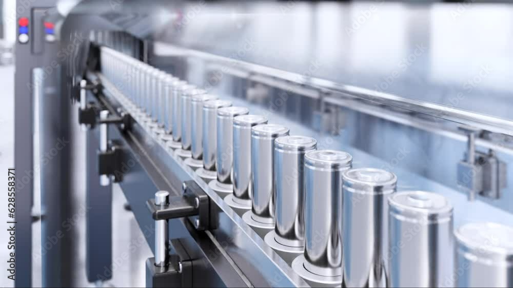 Lithium Battery Cell Production Line – Clean Factory Automation for EV or E‑Bike Industry, 3D Render