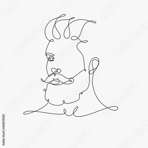 Obraz na płótnie Men line art vector. Continuous one line drawing of man portrait. Hairstyle. Fashionable men's style. w salonie