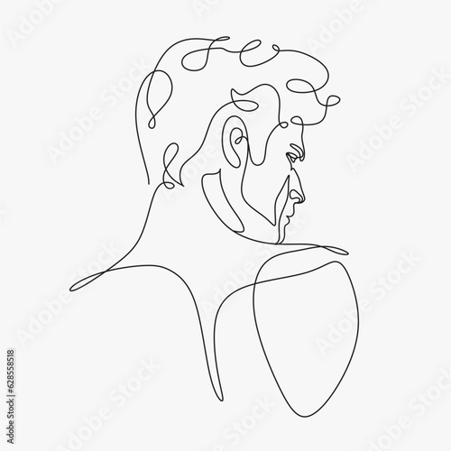 Men line art vector. Continuous one line drawing of man portrait. Hairstyle. Fashionable men's style.