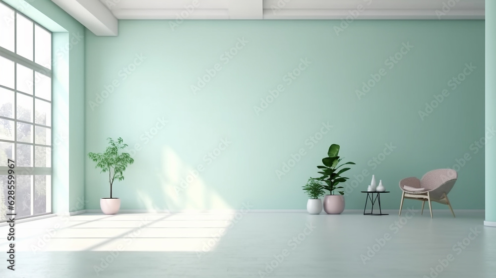 Fototapeta premium empty new mint room scandinavian style apartment.