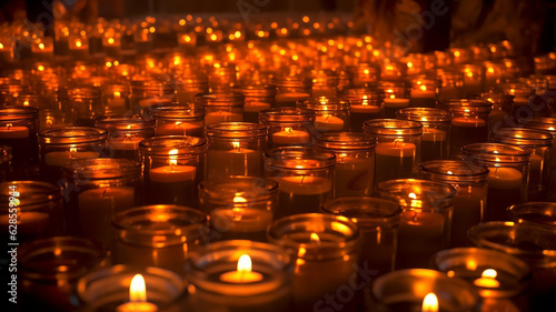 memorial candles in the church