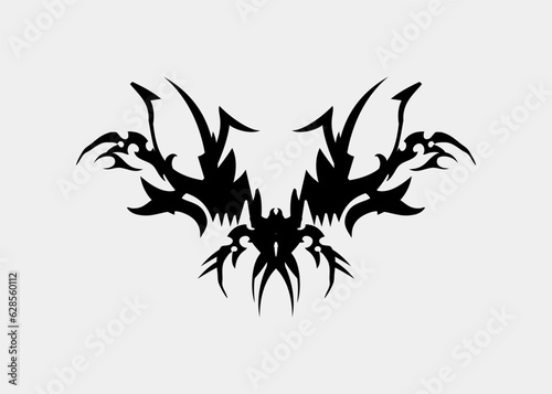 Tribal black head dragon monster tattoo