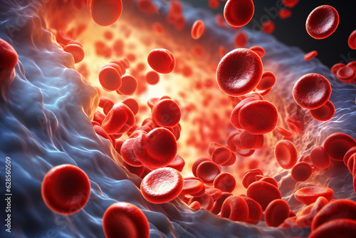 Wallpaper Mural A scientific illustration of erythrocytes flowing through vessels, providing vital nutrients to tissues Generative AI Torontodigital.ca