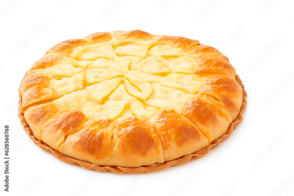 Galette des rois French food over white background Galette des rois French food over white background