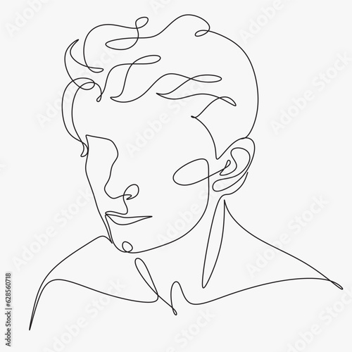 Wallpaper Mural Face line art style minimal man poster illustration. Continuous line portrait, face and hairstyle drawing, fashion concept, minimalism, vector illustration for t-shirt print, poster, postcard, decor. Torontodigital.ca