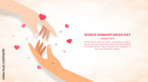Fototapeta Naklejka Na Ścianę i Meble -  World Humanitarian Day background with helping hand illustration