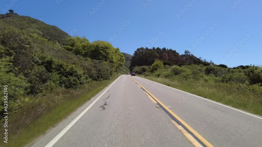 Big Sur Pacific Coast Highway Northbound 4 Cape San Martin to Limekiln State Park 04 Rear View Multi Camera Driving Plate California USA Big Sur Pacific Coast Highway Northbound 4 Cape San Martin to Limekiln State Park 04 Rear View Multi Camera Driving Plate California USA