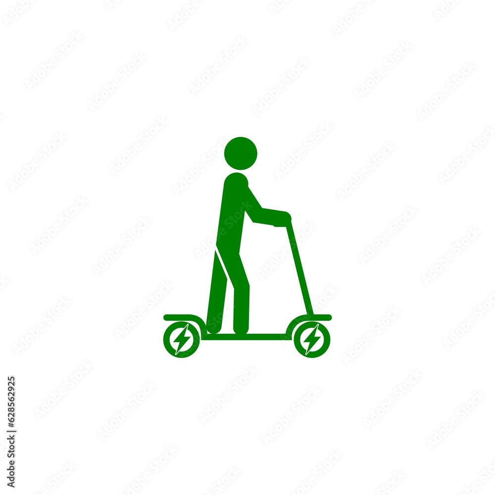 Man silhouette on electric scooter icon isolated on white background Man silhouette on electric scooter icon isolated on white background