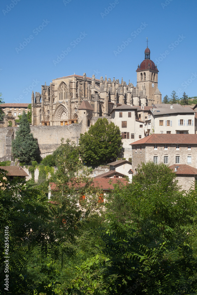 L'abbaye  dominant les maisons du village de Saint-Antoine l'abbaye (Isère)