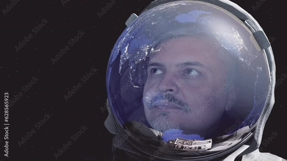 Portrait of man astronaut in outer space Portrait of man astronaut in outer space
