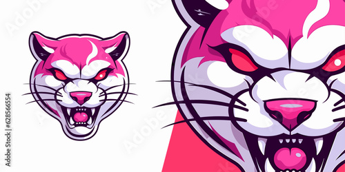 Sleek Pink Panther Mascot: Modern Logo Design for Sports & Esports Teams, Badges, and T-shirt Printing with Vector Illustration