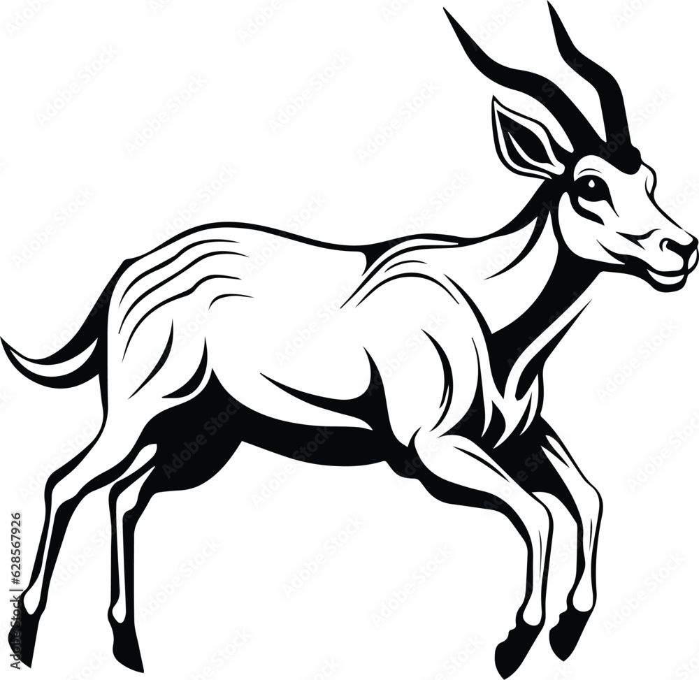 Antelope Running Logo Monochrome Design Style