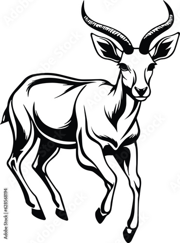 Antelope Running Logo Monochrome Design Style