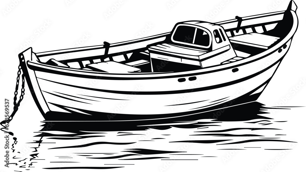 Anchored Boat Logo Monochrome Design Style