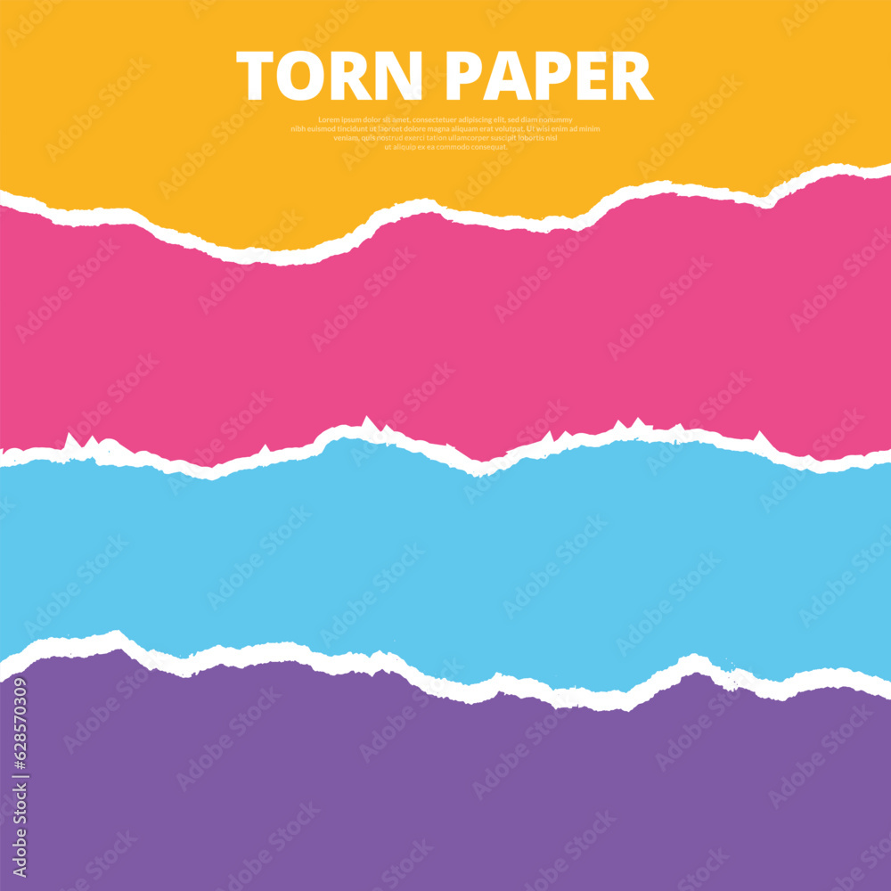 vector torn paper colorful design page and ripped post, banner, design