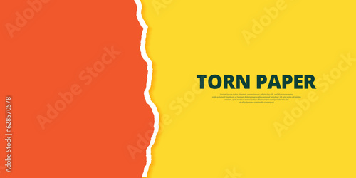 Torn paper red and yellow gradient ripped paper background post, banner, design