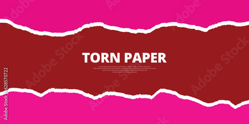 Torn paper two layers Red and pink color ripped paper background post, banner, design