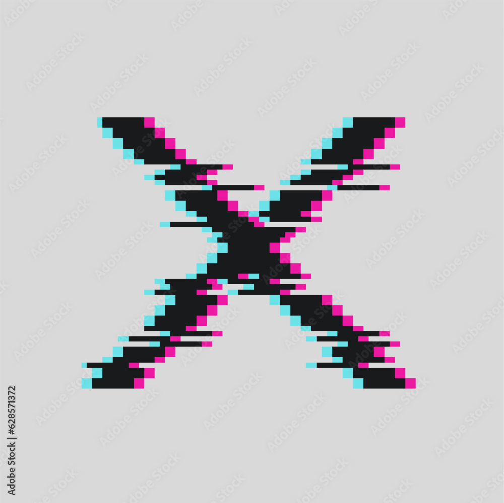 Pixel Art Glitched Collaboration Mark, Isolated Pixel Art Glitched Collaboration Mark, Isolated