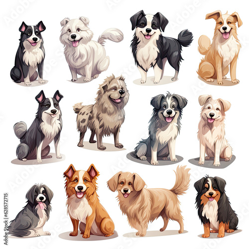 set of animals, collection of dogs, set of dogs, multiple cute illustrations of dogs © chinh