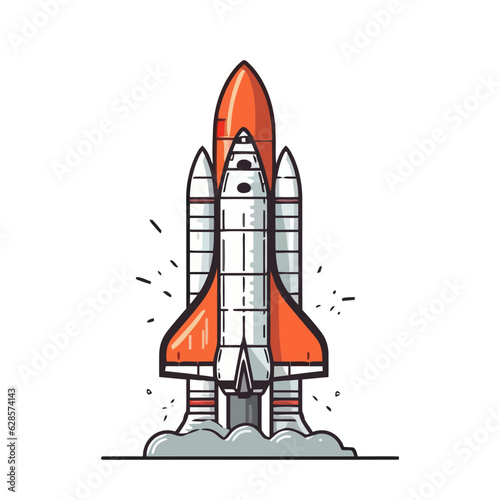 Fototapeta Naklejka Na Ścianę i Meble -  Space shuttle image. Futuristic spaceship launches into the galaxy