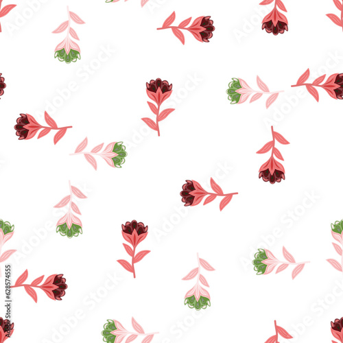 Creative flower stylized seamless pattern. Hand drawn botanical illustration. Abstract floral wallpaper.