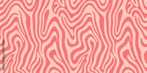 Abstract pink curve shape seamless pattern. Monochrome zebra skin wallpaper. Dynamic wave surface ornament. Creative lines tile.