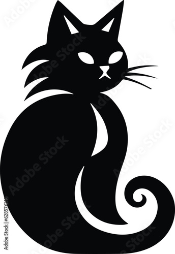 Cat Symbol Logo Monochrome Design Style