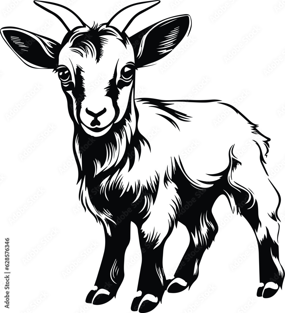 Baby Goat Logo Monochrome Design Style