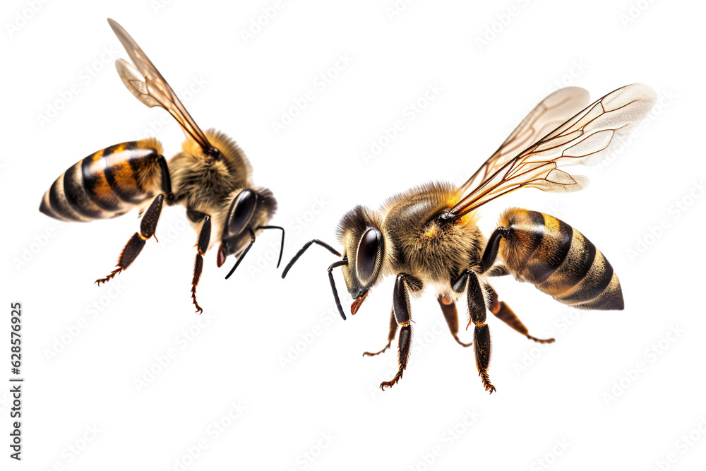 Very beautiful couple of Bee in flight isolated on white background PNG Very beautiful couple of Bee in flight isolated on white background PNG