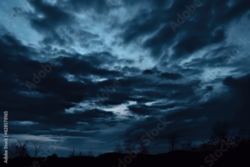 Eerie and Beautiful: Dark Blue Sky, Clouds, and Monochrome Landscapes at Dusk