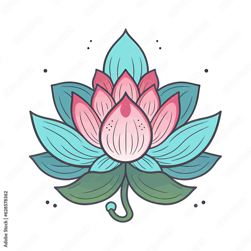Lotus flower icon. Lotus flower isolated. Cute lotus symbol. Lotus plant.