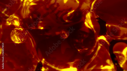 orange lighting limpid glass meta spheres on black background - abstract 3D illustration