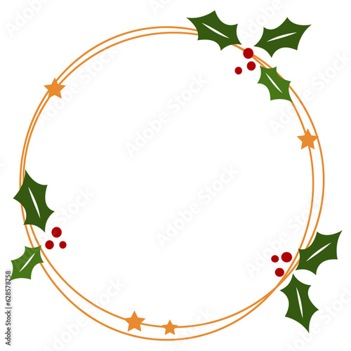 Christmas wreath with holly berries svg, Round winter border