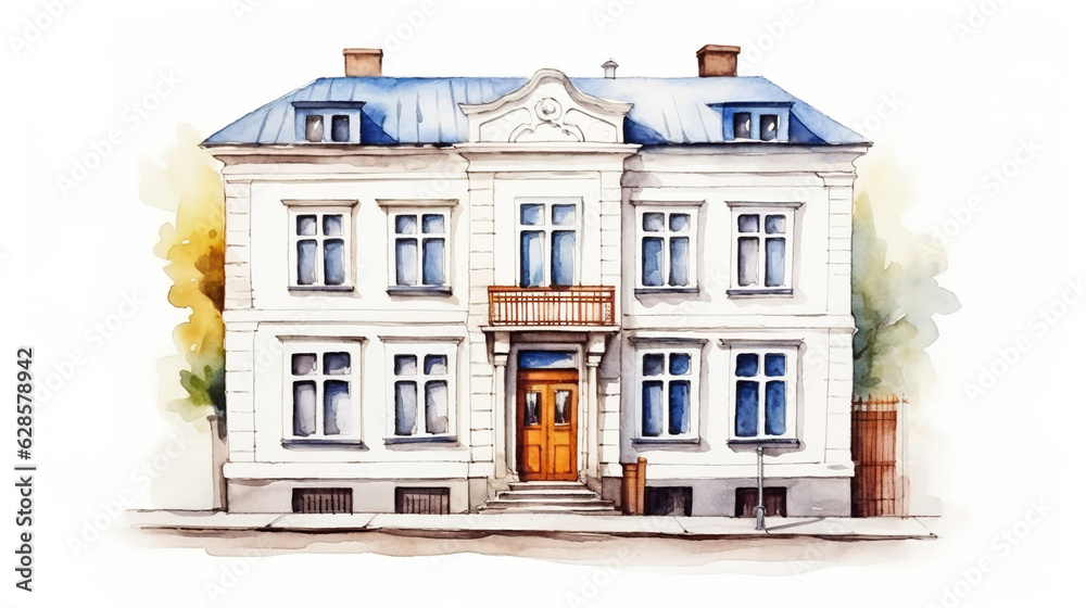 Fototapeta premium watercolor_simple_building