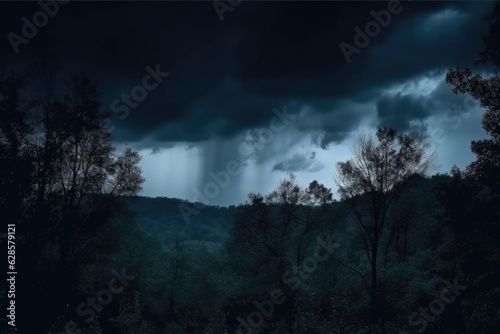 Enchanting Cloudscapes: Dark Blue Sky and Monochrome Landscapes at Dusk