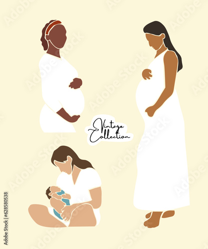 Pregnant women vector illustration