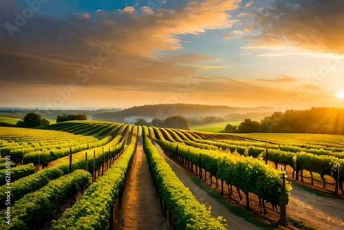 vineyard in sunset generated ai