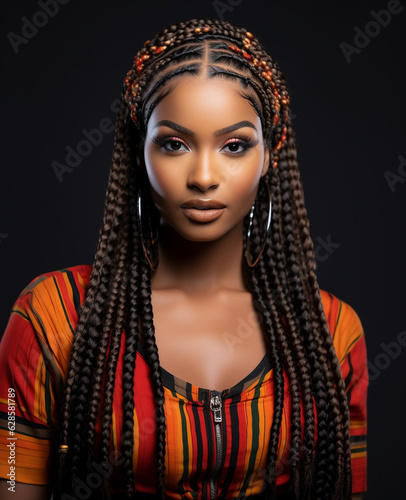 Generative ai contemporary young woman black with braids hairstyle confident and reassuring