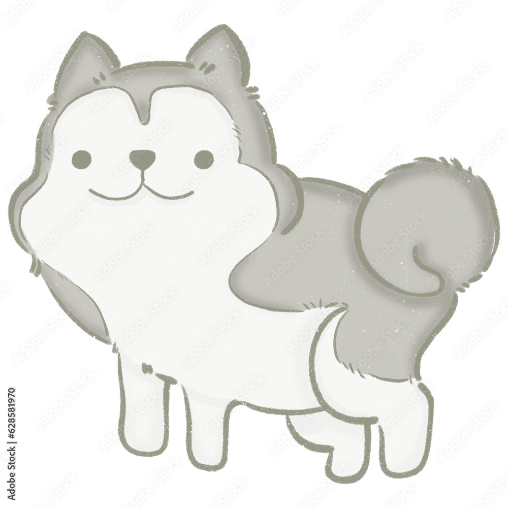 Obraz premium Cute siberian dog elements