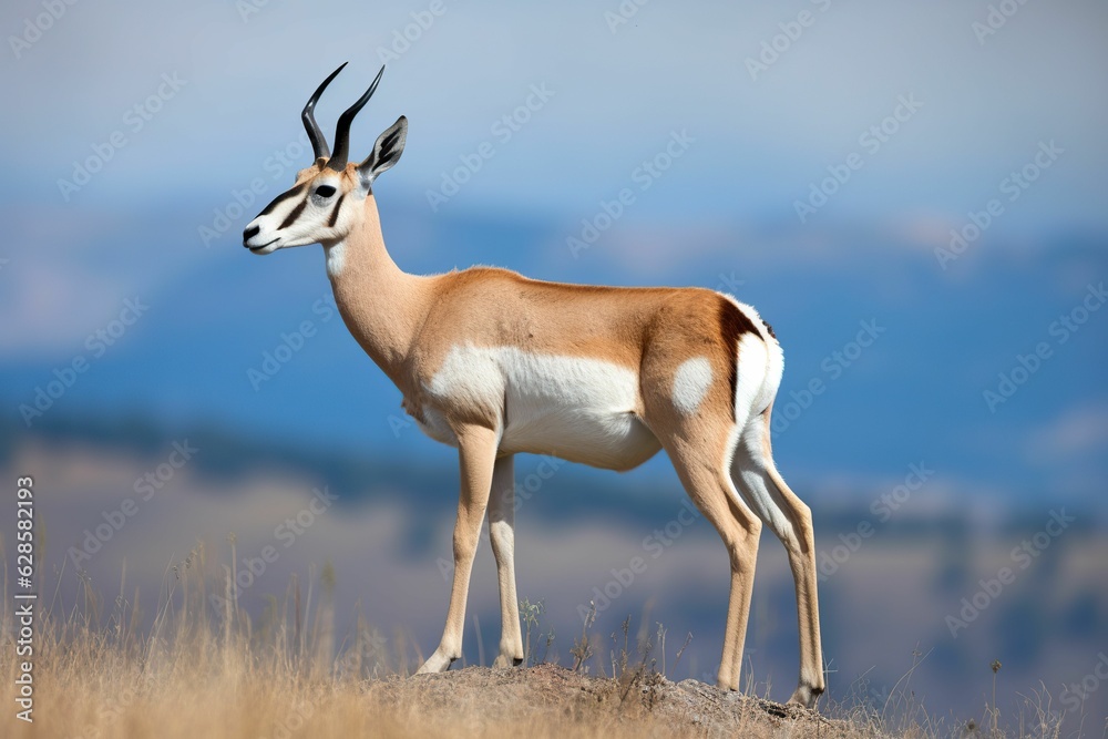 a gazelle is standing in the middle of a field a gazelle is standing in the middle of a field