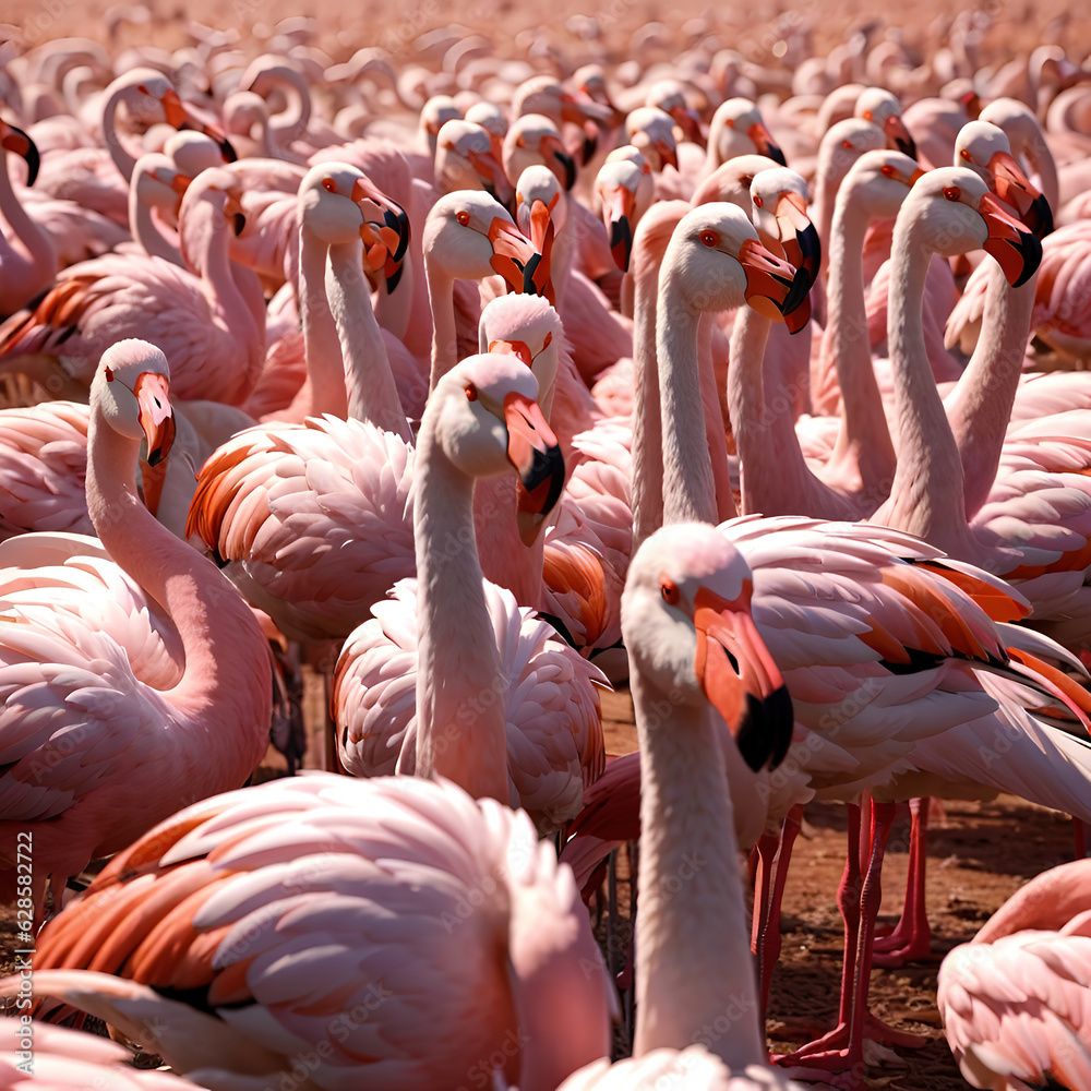 Naklejka premium A Detailed View of the Majestic Greater Flamingo