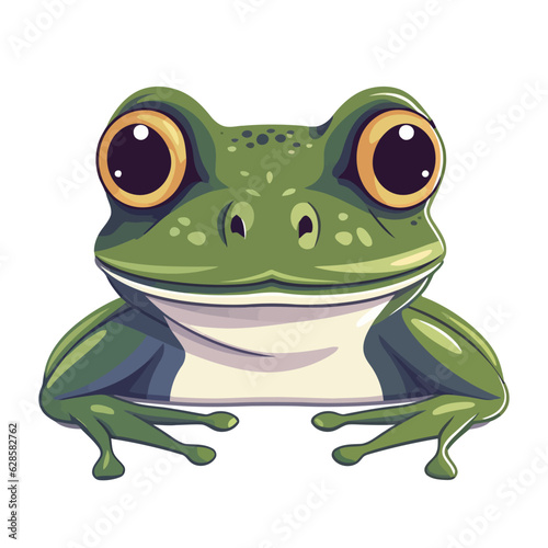 Frog head logo design. Abstract drawing frog face. Cute frog face isolated. Vector illustration