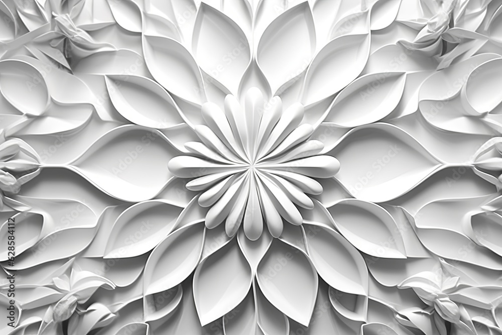 3d rendering of an abstract flower design on a white wall 3d rendering of an abstract flower design on a white wall