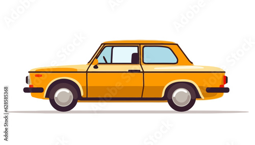 Retro car on white background. Cute image of car.