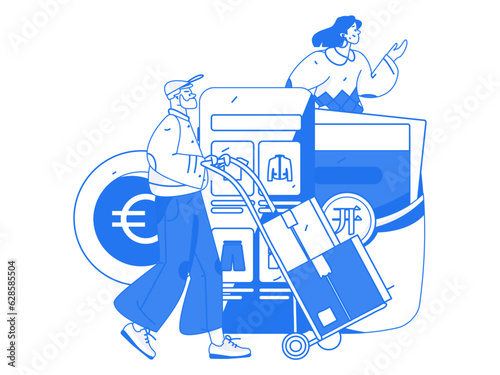 Holiday Shopping E-Commerce Online Shopping People Flat Vector Concept Operation Hand Drawn Illustration 