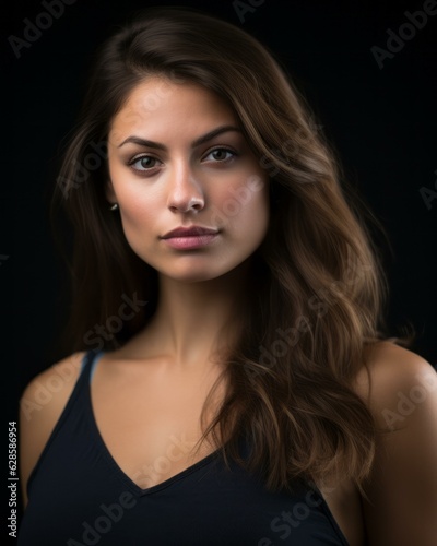 a beautiful young woman in a black tank top