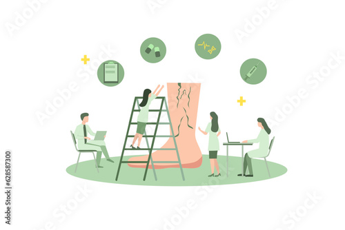 Canvas Print Cartoon People Vector Illustration of Vein Thrombosis and Varicose Treatment Concept